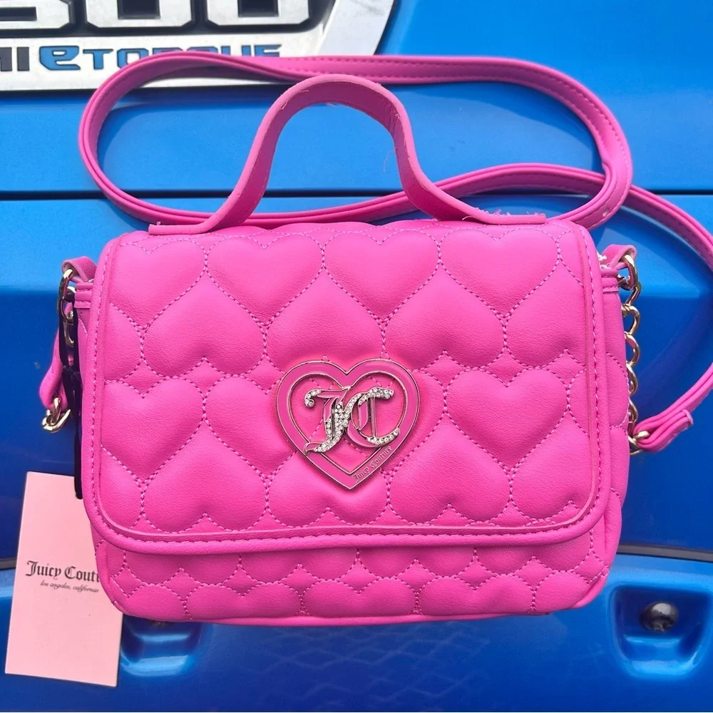 Juicy couture mini hot pink crossbody heart bag - Picture 3 of 7